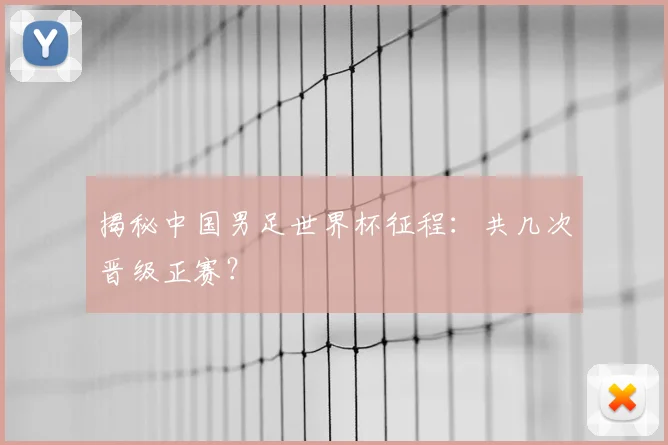 揭秘中国男足世界杯征程:共几次晋级正赛?